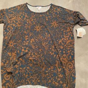 LuLaRoe Women's Shorts with Brown and Blue Floral Design